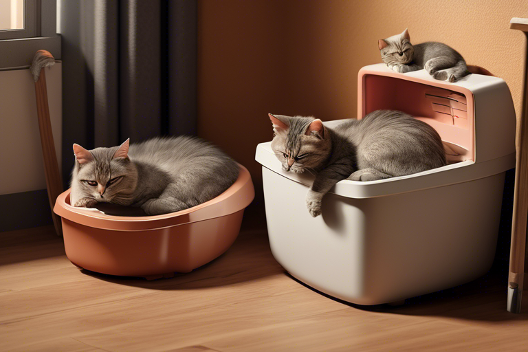 cat sleep next to their litter box