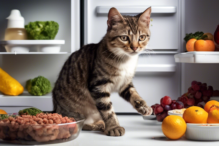 cats eat from the fridge
